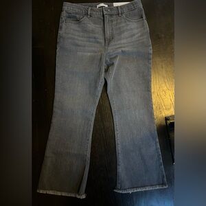 NWT LOFT Cotton Dark Gray Crop High Rise Raw Hem Jeans Size 6p
